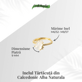 Inel Tartaruta cu Calcedonie Alba Naturala si Cupru - Simbol al Puritatii si Linistii Interioare