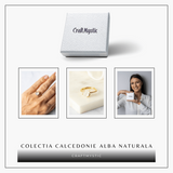 Inel Tartaruta cu Calcedonie Alba Naturala si Cupru - Simbol al Puritatii si Linistii Interioare