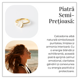 Inel Tartaruta cu Calcedonie Alba Naturala si Cupru - Simbol al Puritatii si Linistii Interioare