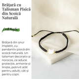 Energie Pozitiva si Puritate - Bratara cu Charm Pisica din Scoica Naturala Alba