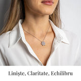 Puritate si Liniste - Colier Fulgi de Nea din Otel Inoxidabil cu Calcedonie Alba Naturala