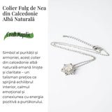 Puritate si Liniste - Colier Fulgi de Nea din Otel Inoxidabil cu Calcedonie Alba Naturala