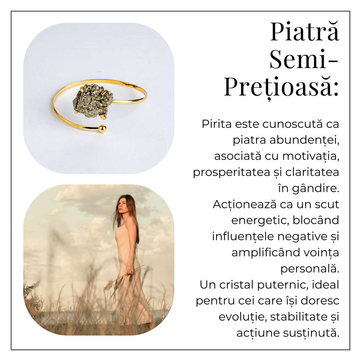 Magnet pentru bani si energie - Bratara aurie cu piatra de pirita