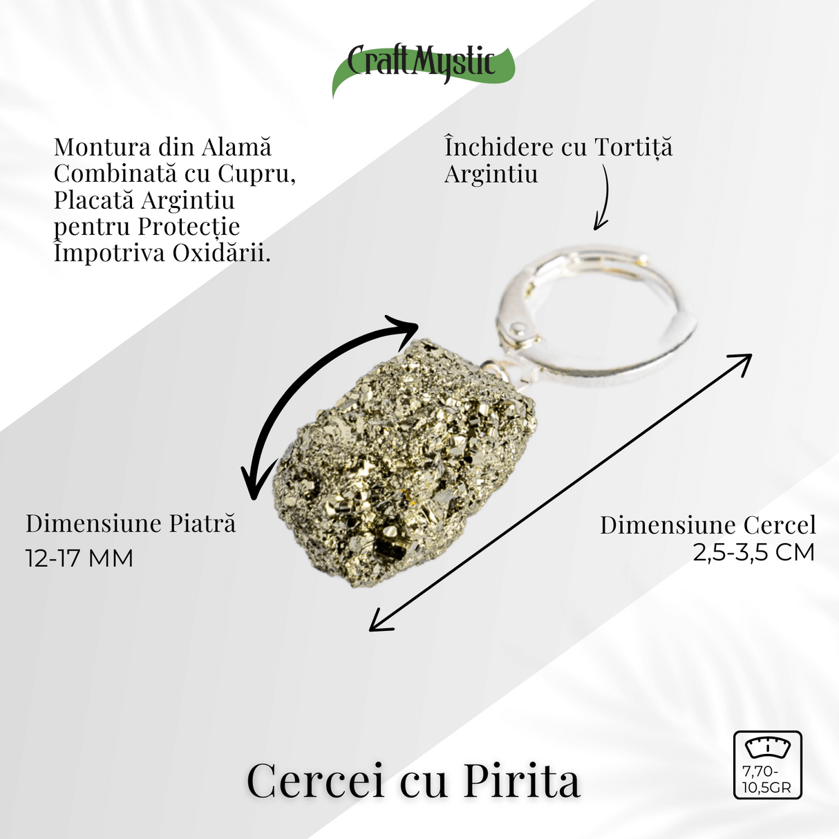Talisman pentru succes si scut energetic - Cercei argintii cu Pirita