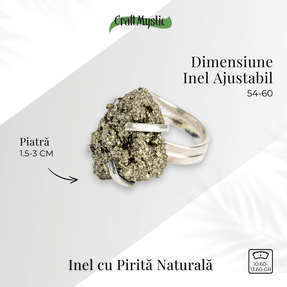 Inel ajustabil pentru abundenta - Pirita naturala pentru succes si protectie energetica