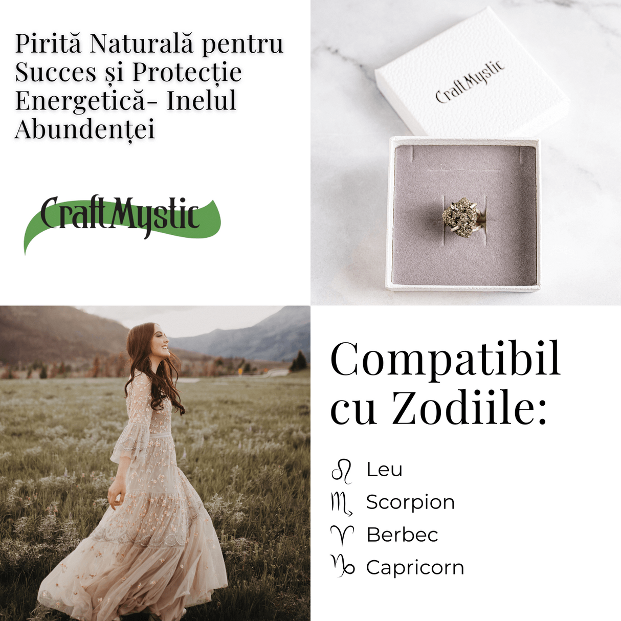 Inel ajustabil pentru abundenta - Pirita naturala pentru succes si protectie energetica
