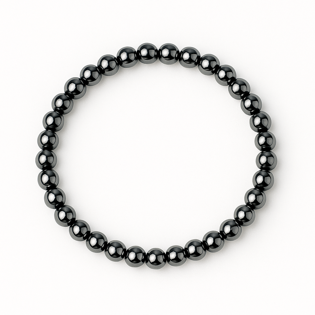 Putere si claritate - Bratara elastica cu pietre de hematit 6 mm