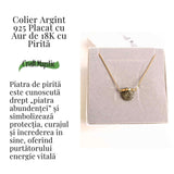 Protectie si Incredere Zilnica - Colier cu Pirita si Argint 925 placat cu aur 18K