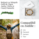 Energie si Abundenta - Bratara din Ochi de Tigru Auriu, Ochi de Tigru, Citrin si Cuart Fumuriu Natural