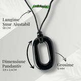 Colier cu Pandantiv Oval din Obsidian Natural - Piatra Protectoare