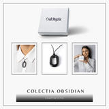 Colier cu Pandantiv Oval din Obsidian Natural - Piatra Protectoare