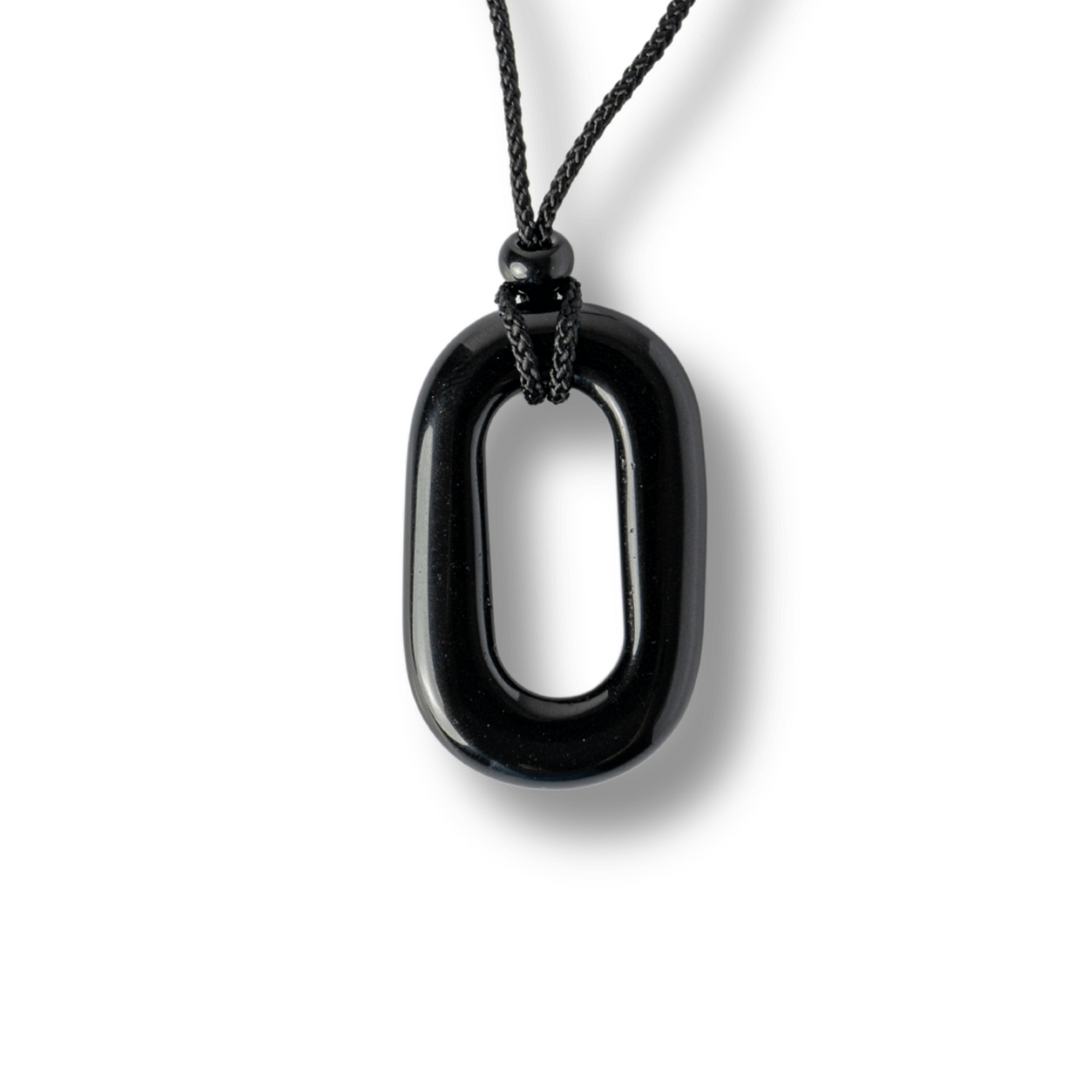 Colier cu Pandantiv Oval din Obsidian Natural - Piatra Protectoare