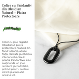 Colier cu Pandantiv Oval din Obsidian Natural - Piatra Protectoare