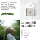 Protectie si Energie - Colier din Ochi de Tigru Natural cu Lant din Otel Inoxidabil