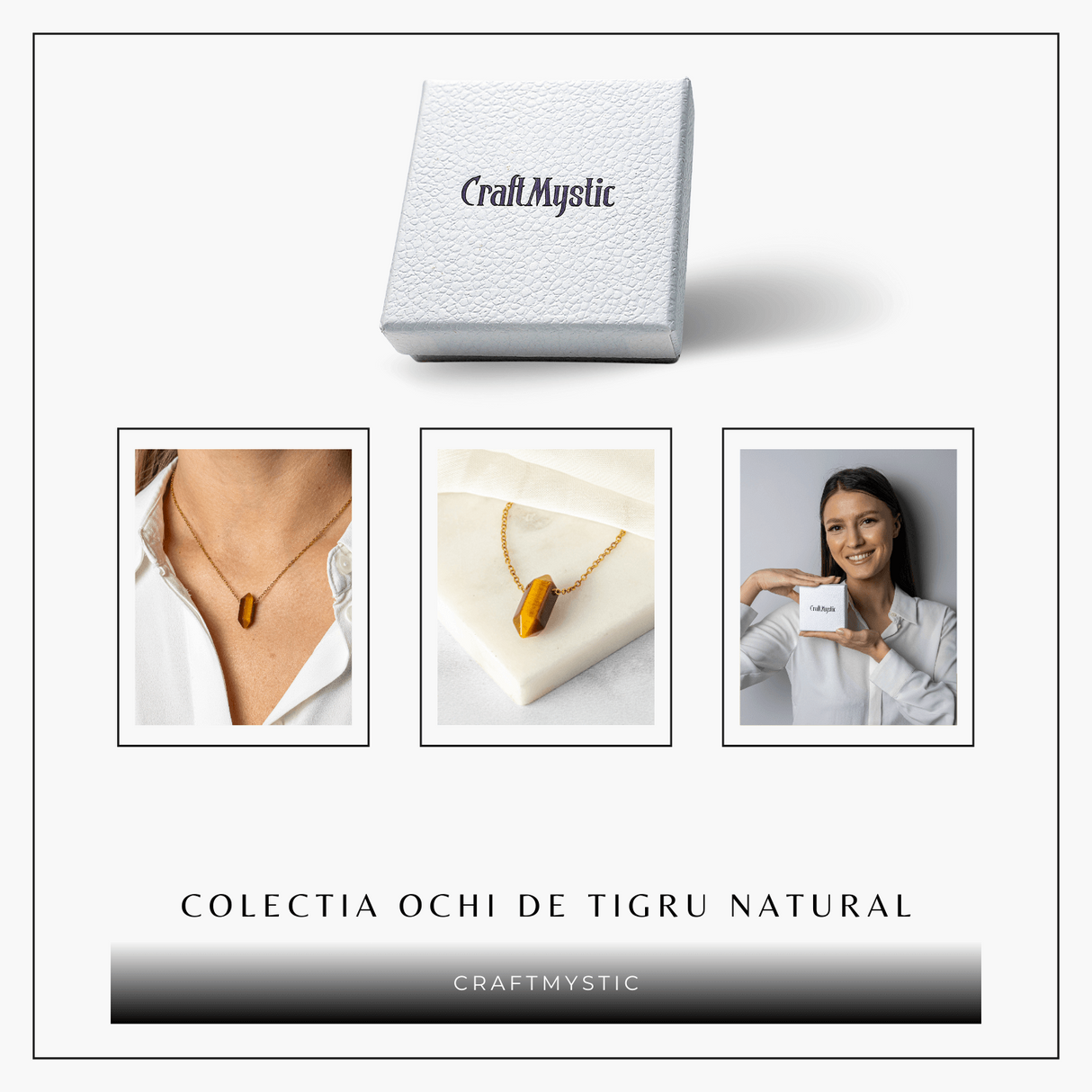 Protectie si Energie - Colier din Ochi de Tigru Natural cu Lant din Otel Inoxidabil