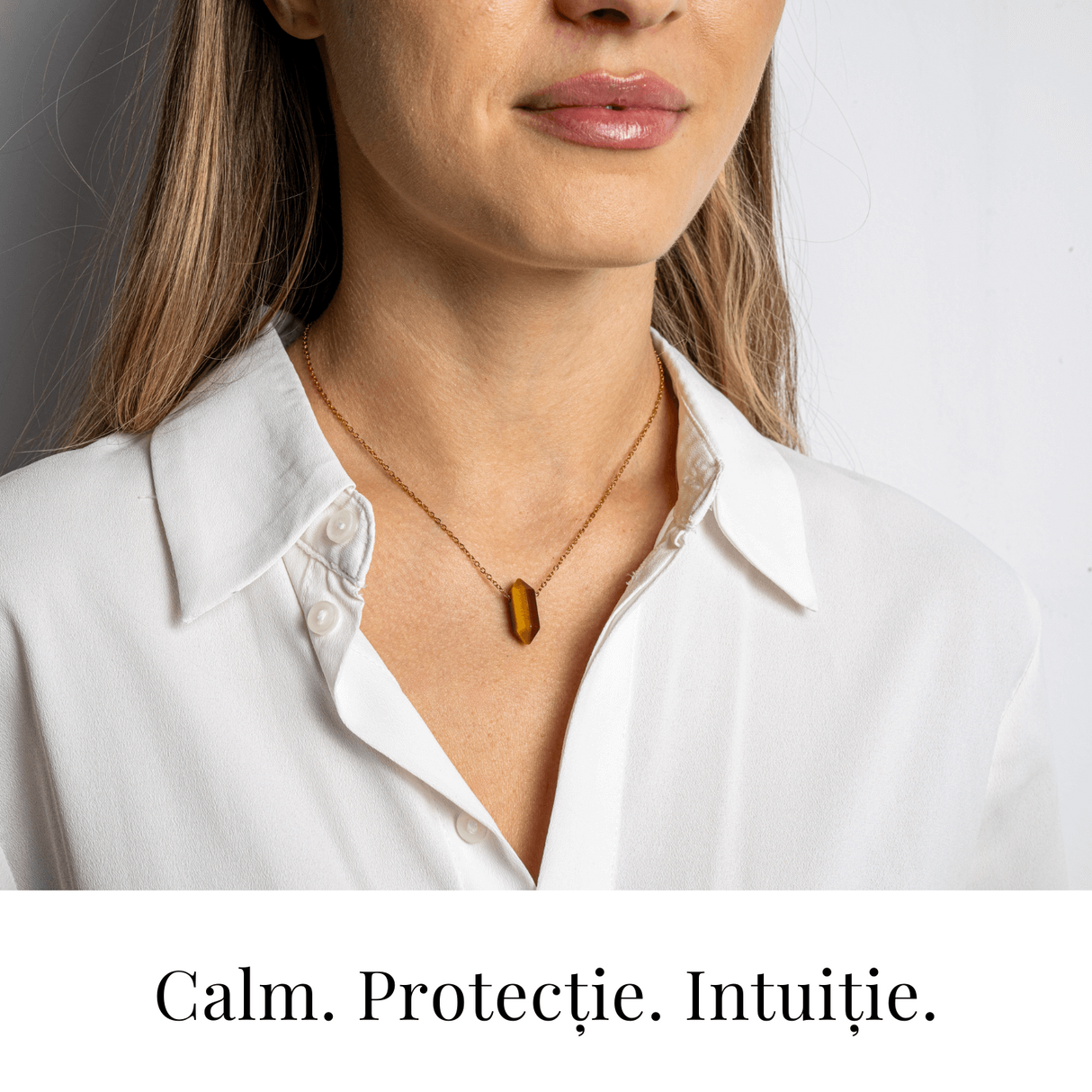 Protectie si Energie - Colier din Ochi de Tigru Natural cu Lant din Otel Inoxidabil