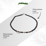 Energie si Protectie - Colier cu Ochi de Tigru Rosu si Obsidian pe Lant din Otel Inoxidabil