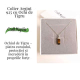 Putere si Protectie Zilnica - Colier Turnulet din Argint 925 cu Ochi de Tigru