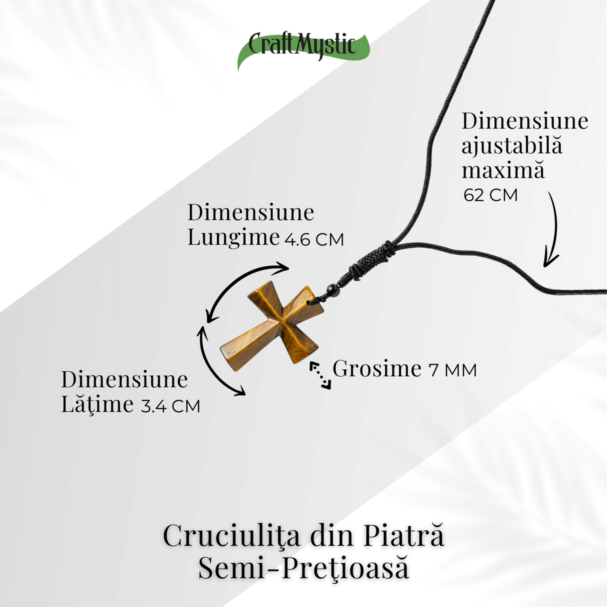 Putere si Protectie - Colier Cruce din Ochi de Tigru Natural