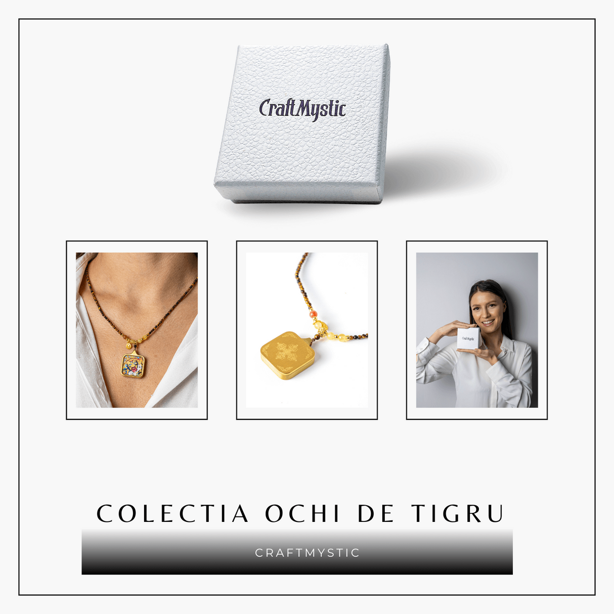 Putere si Protectie - Colier Zaki Ram Tangka cu Ochi de Tigru Natural