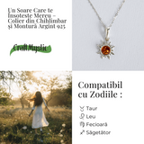 Un soare care te insoteste mereu - Colier cu chihlimbar si montura argint 925