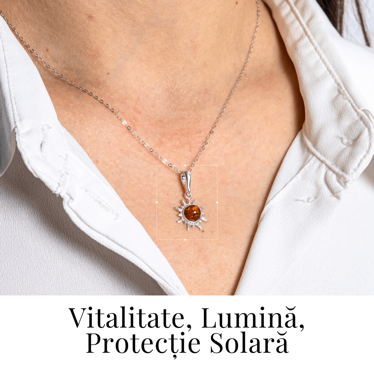 Un soare care te insoteste mereu - Colier cu chihlimbar si montura argint 925