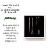 Energie si Eleganta Zilnica - Cercei din Argint 925 cu Smarald Brut Natural - Copie