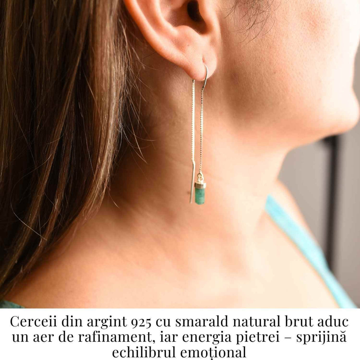 Energie si Eleganta Zilnica - Cercei din Argint 925 cu Smarald Brut Natural - Copie