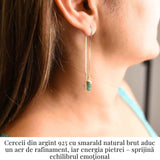Energie si Eleganta Zilnica - Cercei din Argint 925 cu Smarald Brut Natural