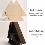 Mini raft triunghi din lemn, design Luna Tripla, 35x30 cm