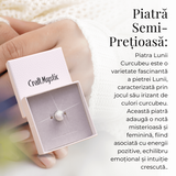 Inel Argintiu Ajustabil cu Piatra Lunii Curcubeu