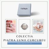 Inel Argintiu Ajustabil cu Piatra Lunii Curcubeu