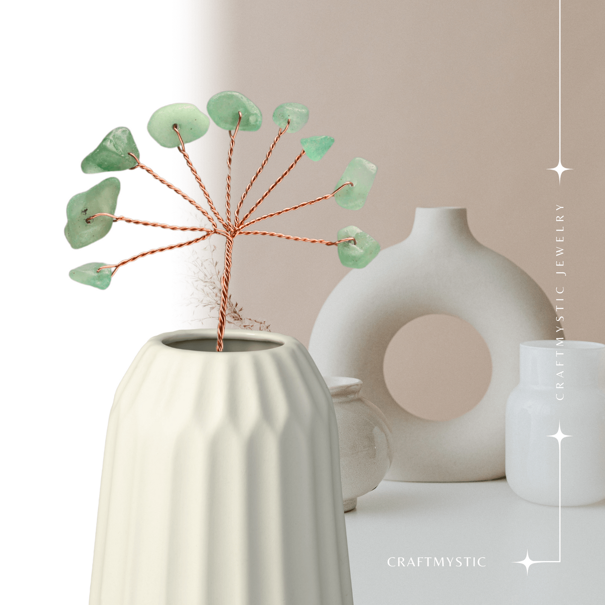 Ramurica Creativă DIY cu Pietre Naturale de Aventurin Verde (9 Pietricele)