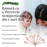 Ramurica Decorativă DIY cu Pietre Naturale Cuart Roz (9 Pietricele)