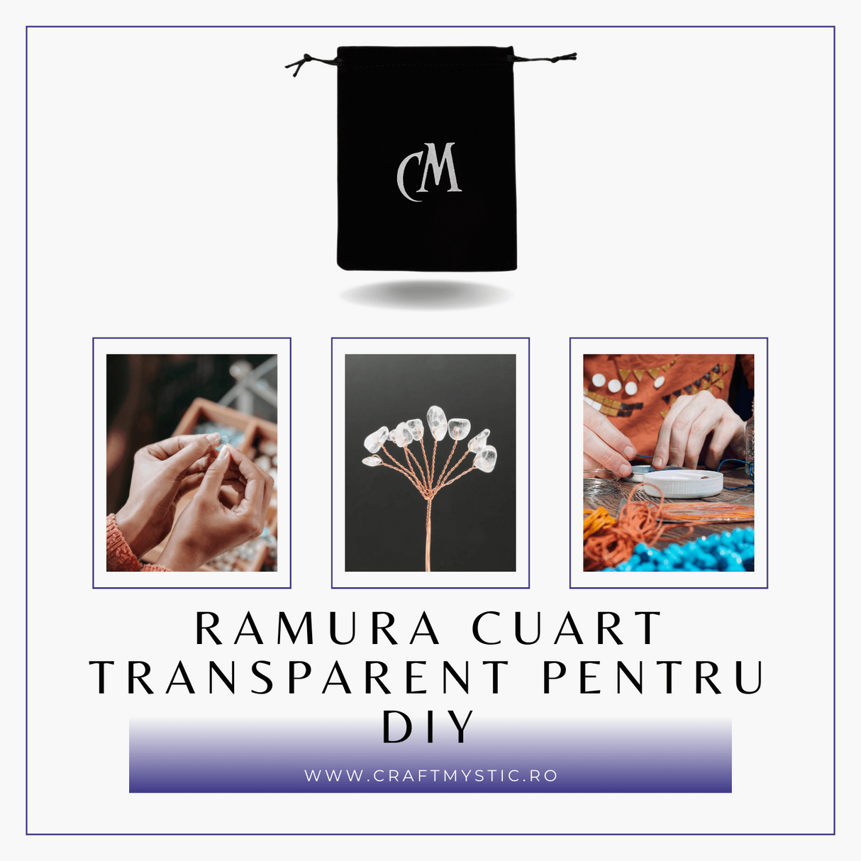 Ramurica DIY din Pietre Naturale Cuart Transparent (9 Pietricele)