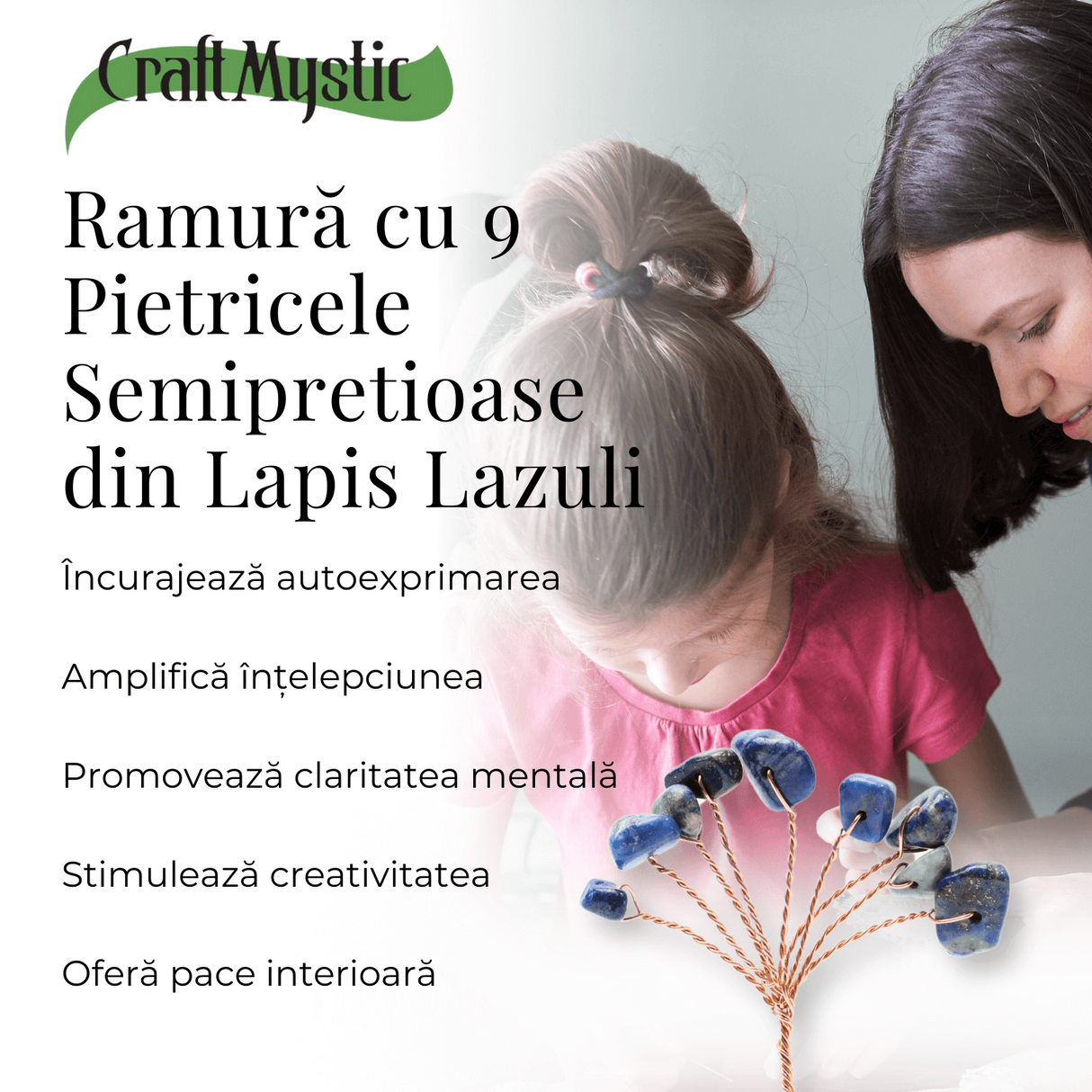 Ramurica DIY din Pietre Naturale Lapis Lazuli (9 Pietricele)