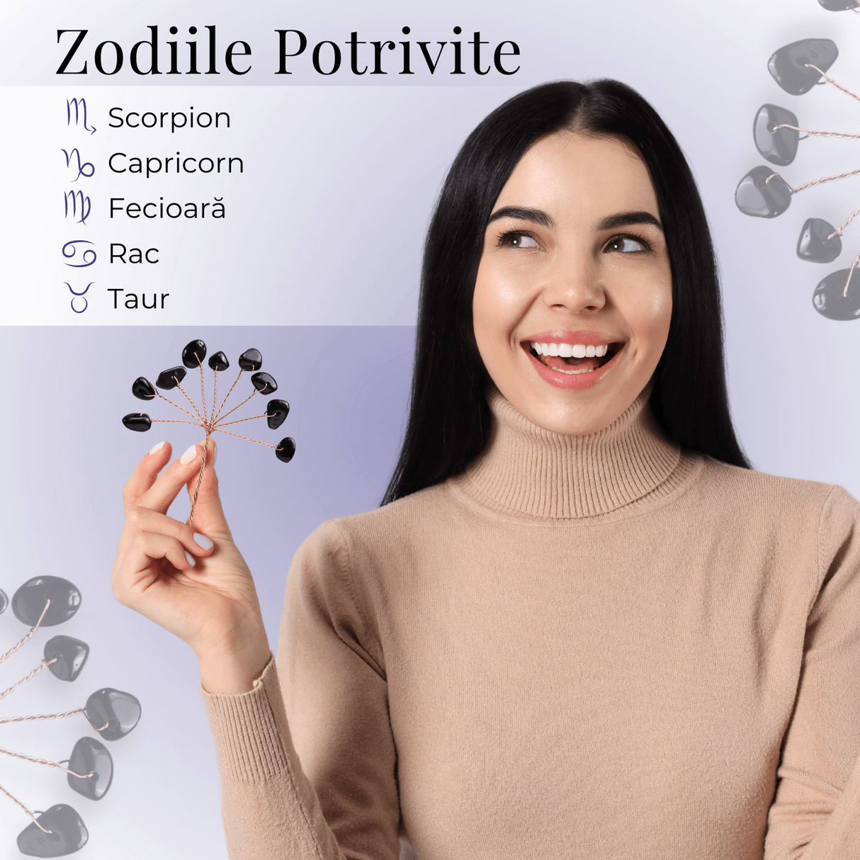 Ramurica DIY cu Pietre Naturale de Obsidian (9 Pietricele)