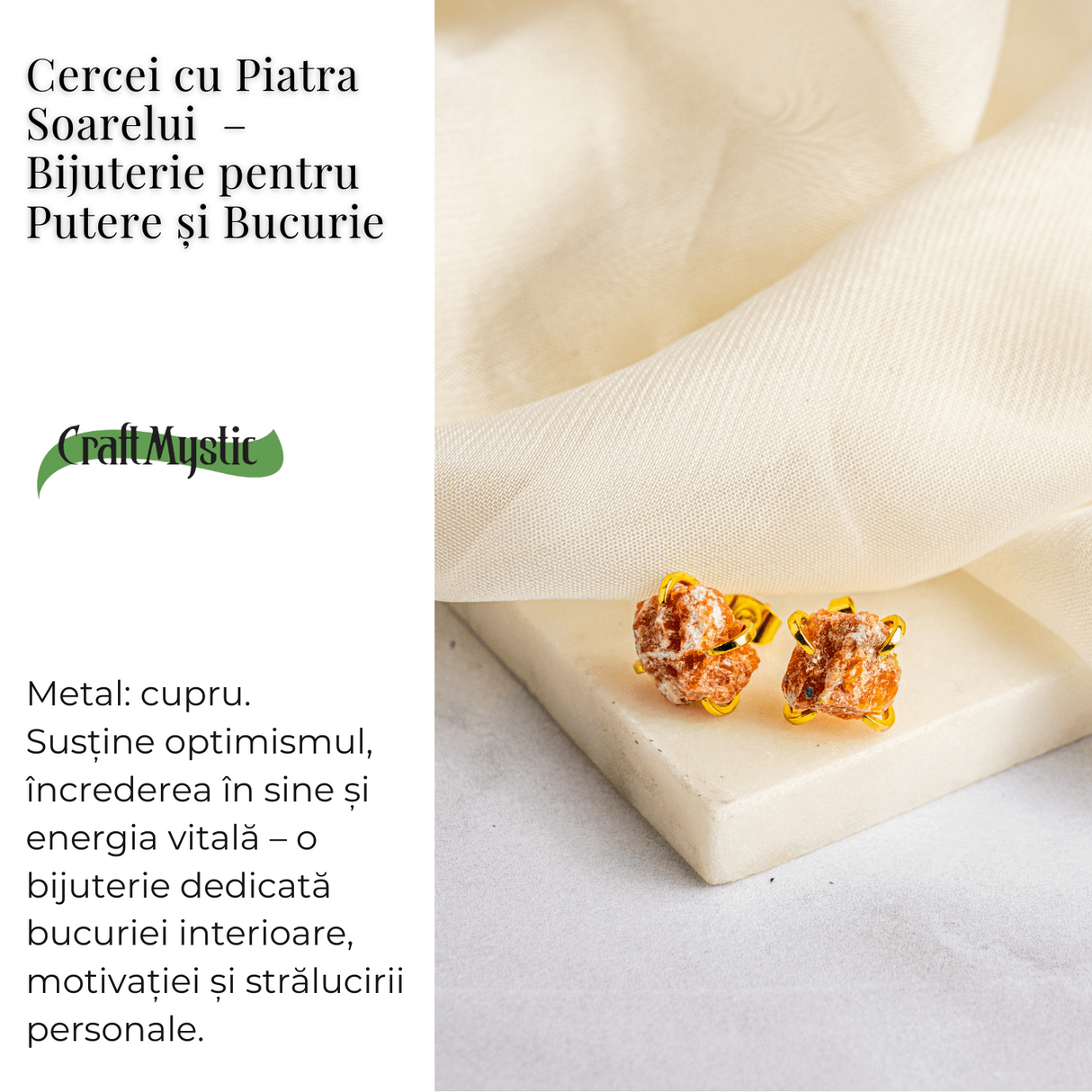 Putere si Bucurie - Cercei cu Reflexe Aurii si Inchidere cu Tija