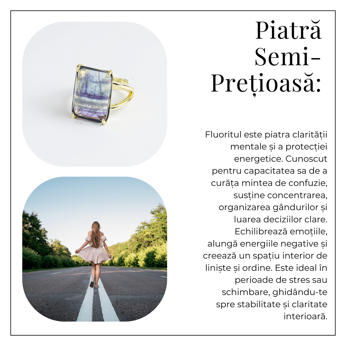 Claritate si Protectie - Inel cu Fluorit Natural si Energie Mentala