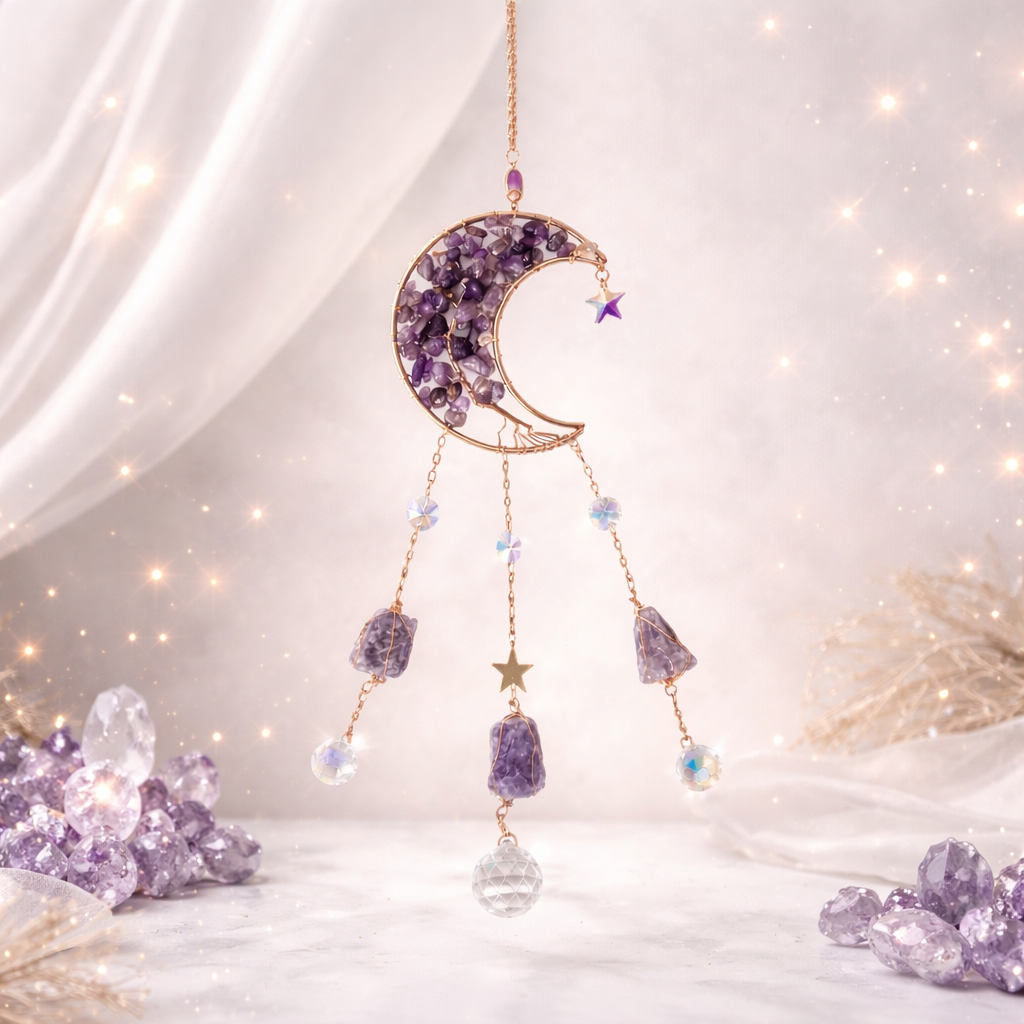 Ornament decorativ cu ametist – semiluna pentru armonia spatiului