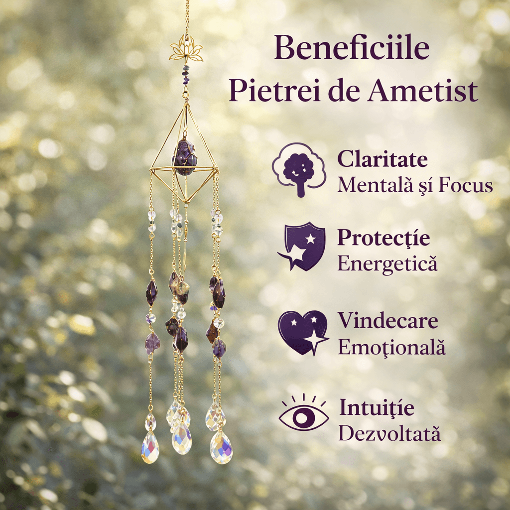 Ornament decorativ cu Ametist - un detaliu care aduce liniste si profunzime in spatiul tau