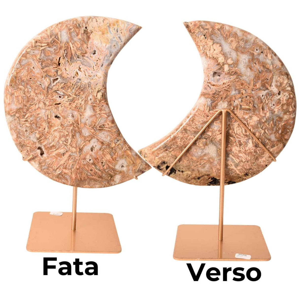 Semiluna decorativa din Agat natural cu incluziuni fibroase - sculptata manual in Brazilia