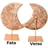 Semiluna decorativa din Agat natural cu incluziuni fibroase - sculptata manual in Brazilia