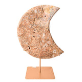 Semiluna decorativa din Agat natural cu incluziuni fibroase - sculptata manual in Brazilia