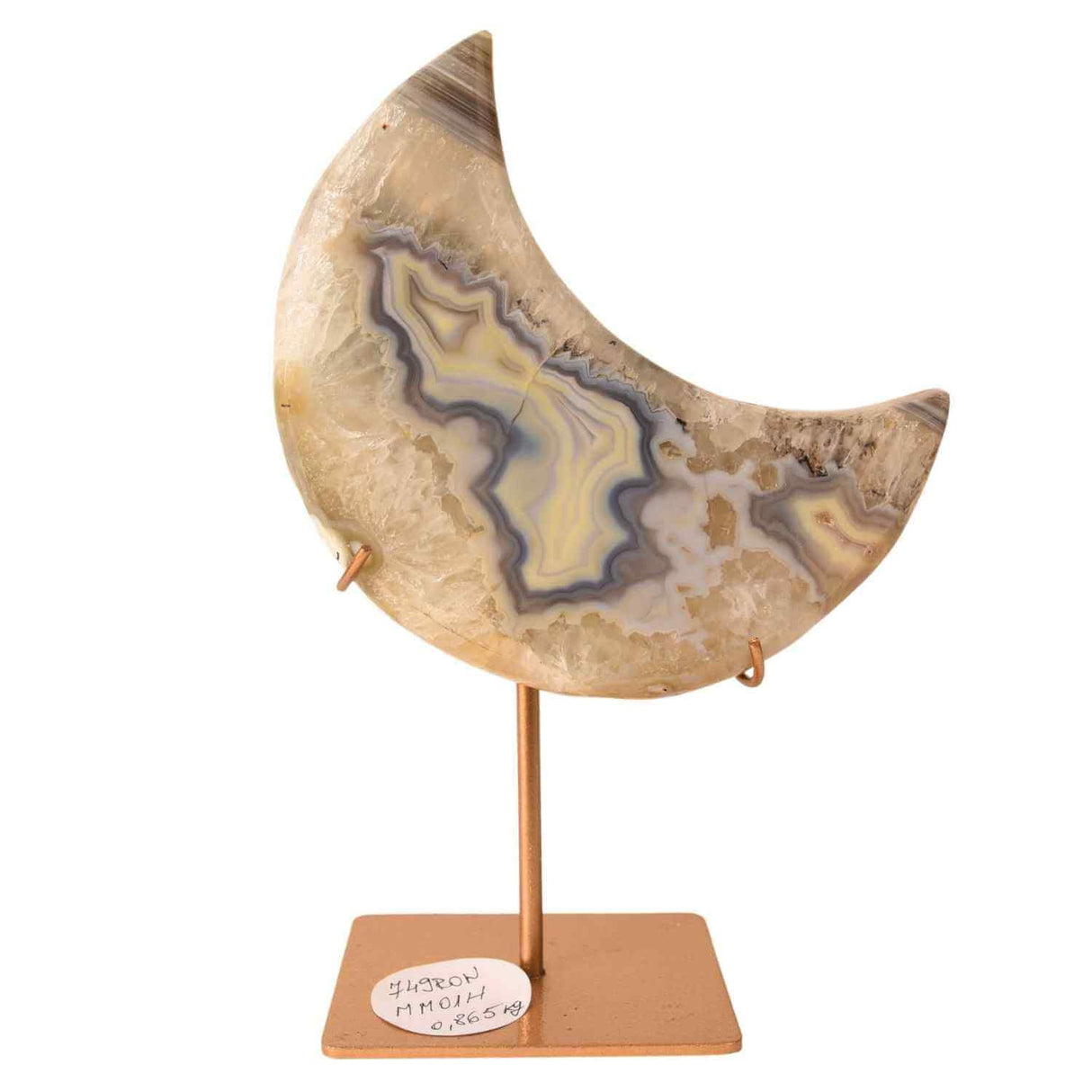 Semiluna decorativa din Agat crem-roz natural - sculptata manual, Brazilia 0.86 kg