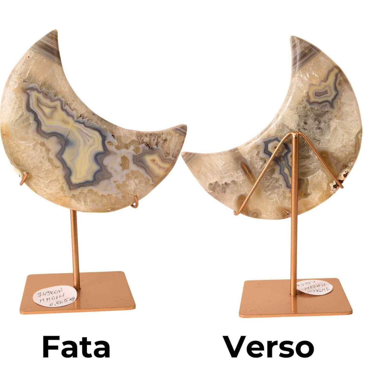 Semiluna decorativa din Agat crem-roz natural - sculptata manual, Brazilia 0.86 kg