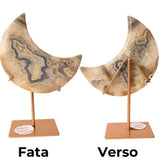 Semiluna decorativa din Agat crem-roz natural - sculptata manual, Brazilia 0.86 kg
