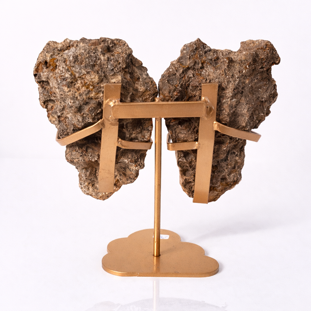 Pereche aripi din ametist roz cu geoda activa - sculptata manual Brazilia
