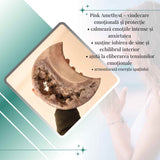 Semiluna decorativa din Pink Amethyst natural - piesa unicat sculptata manual, Brazilia