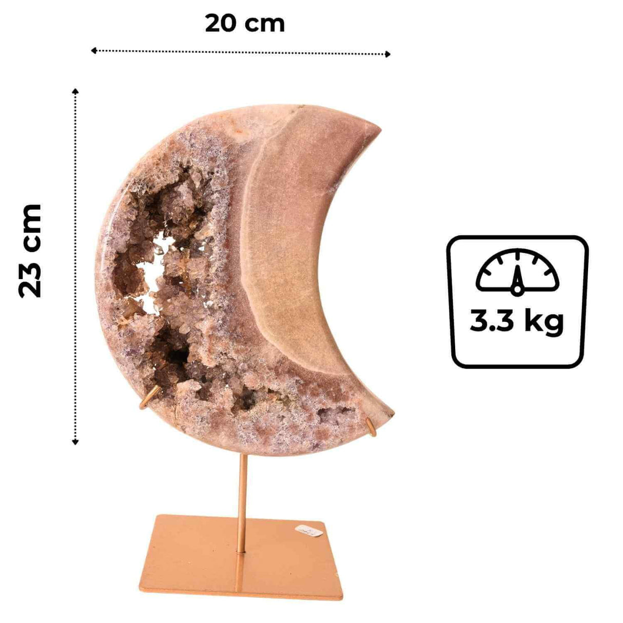 Semiluna decorativa din Pink Amethyst natural - piesa unicat sculptata manual, Brazilia